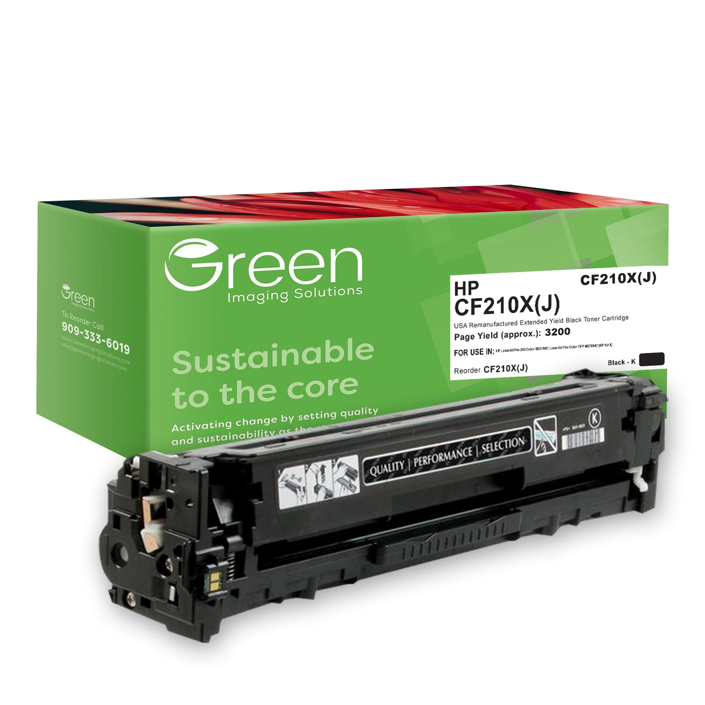 GIS USA Remanufactured Extended Yield Black Toner Cartridge for HP CF210X (HP 131X)