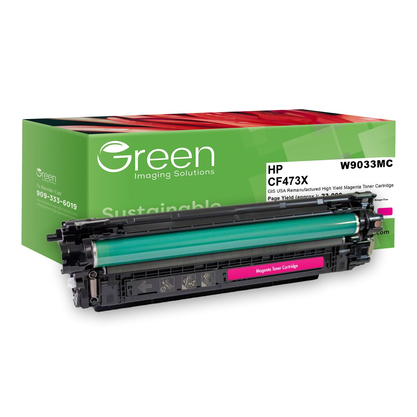 Green Imaging Solutions USA Remanufactured High Yield Magenta Toner Cartridge for HP 657X (CF473X/W9033MC)