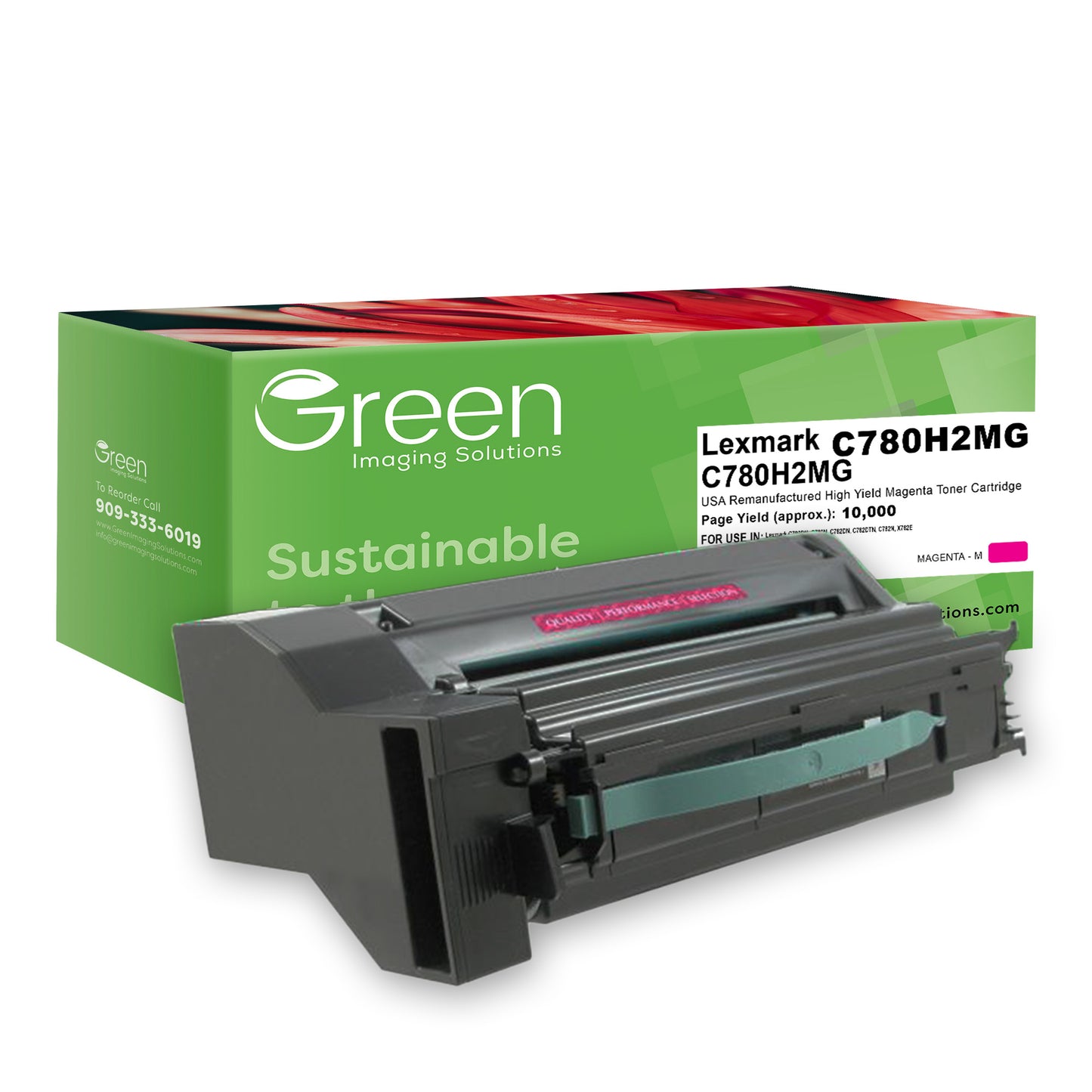Green Imaging Solutions USA Remanufactured High Yield Magenta Toner Cartridge for Lexmark C780/C782/X782