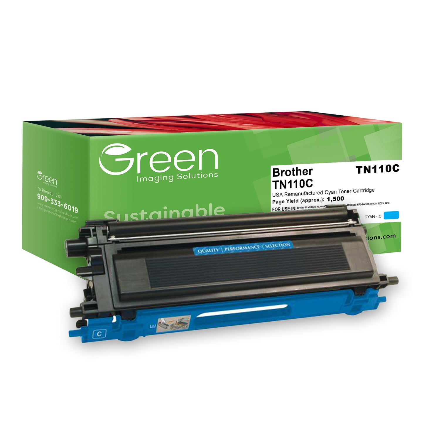 Green Imaging Solutions USA Remanufactured Cyan Toner Cartridge for Brother TN110