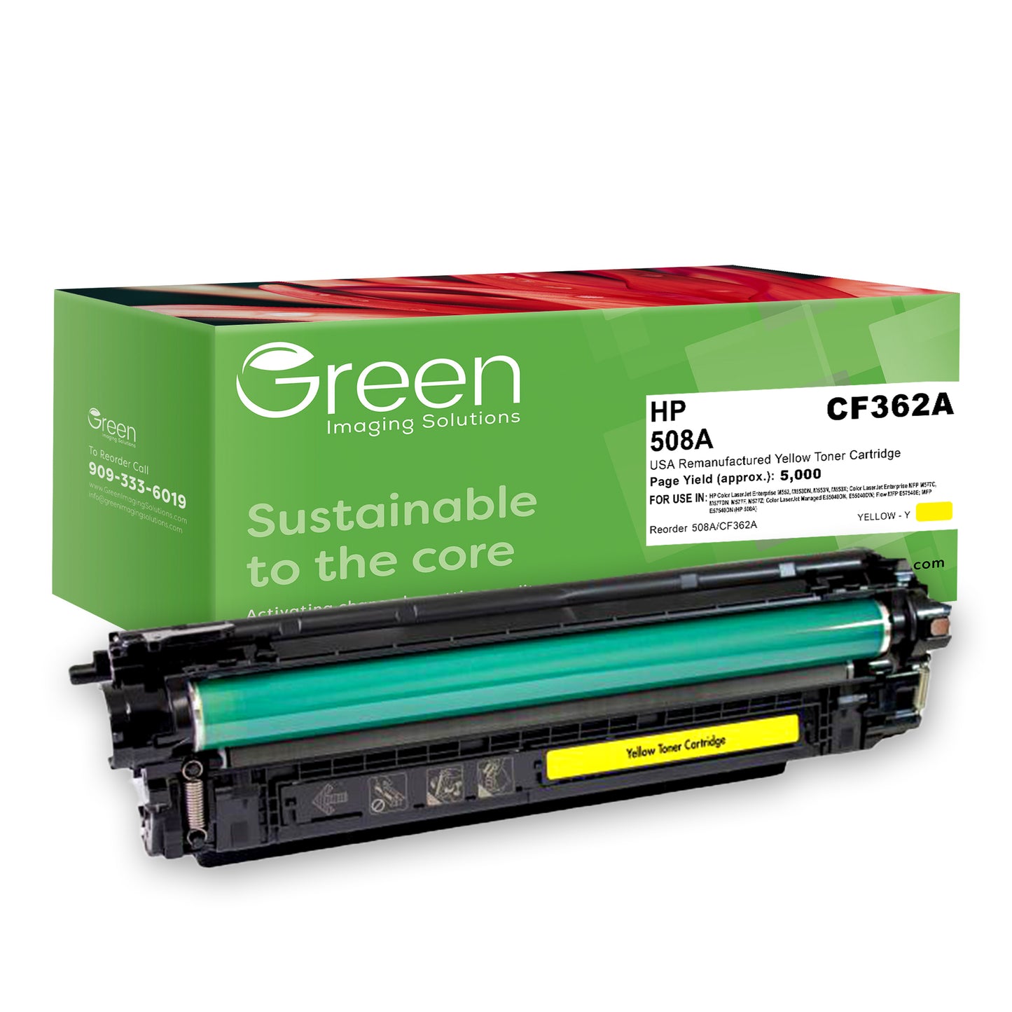GIS USA Remanufactured Yellow Toner Cartridge for HP CF362A (HP 508A)