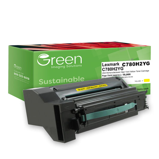 Green Imaging Solutions USA Remanufactured High Yield Yellow Toner Cartridge for Lexmark C780/C782/X782