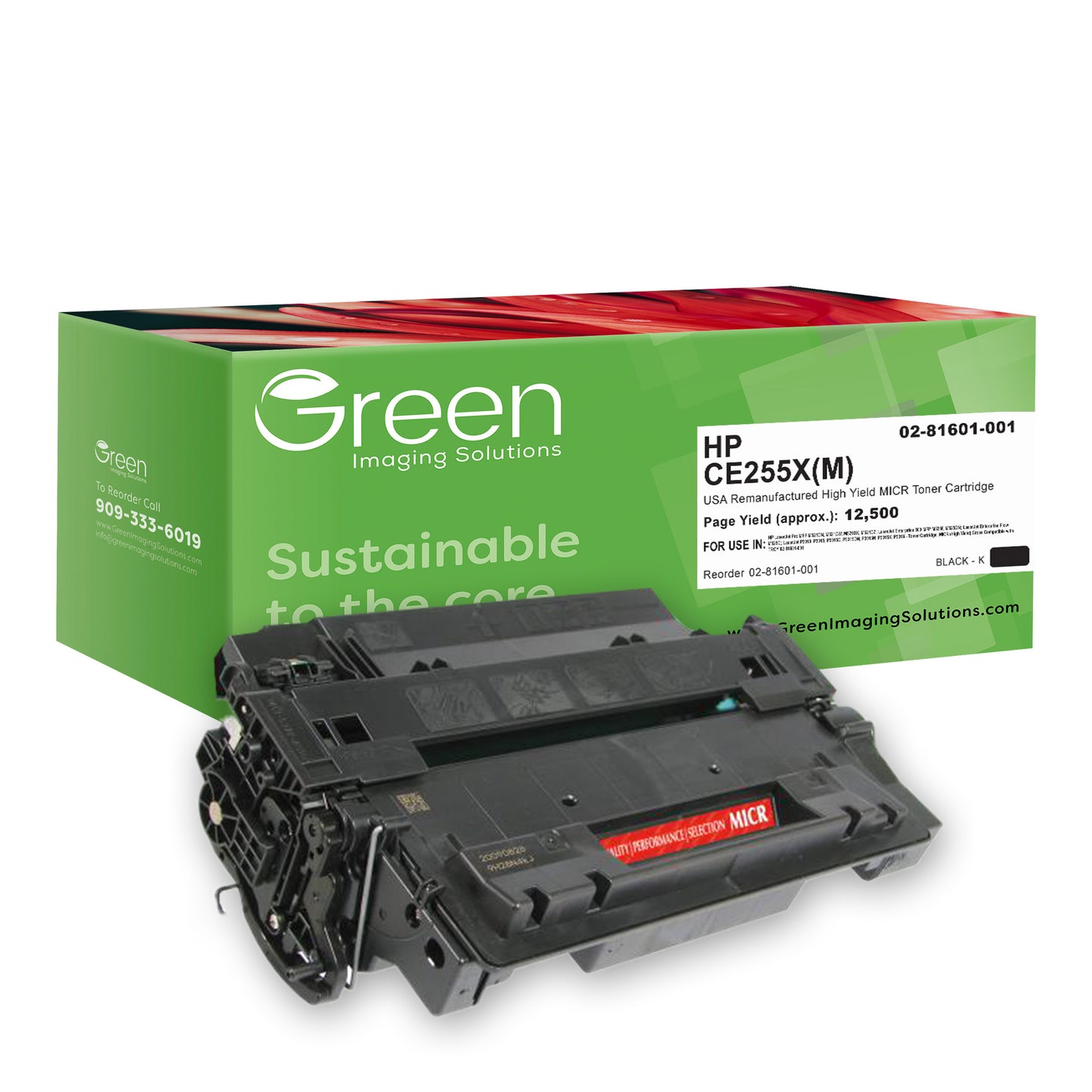 GIS USA Remanufactured High Yield MICR Toner Cartridge for HP CE255X, TROY 02-81601-001