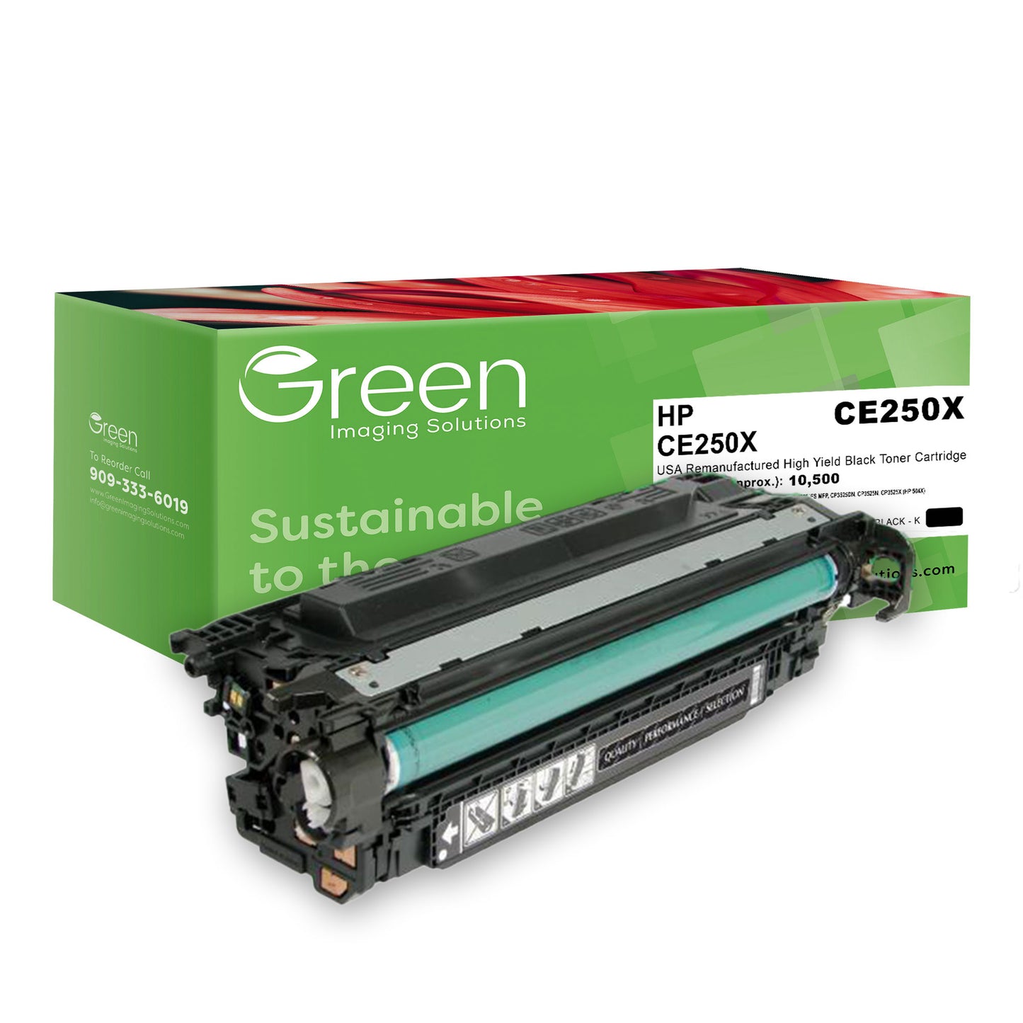 GIS USA Remanufactured High Yield Black Toner Cartridge for HP CE250X (HP 504X)