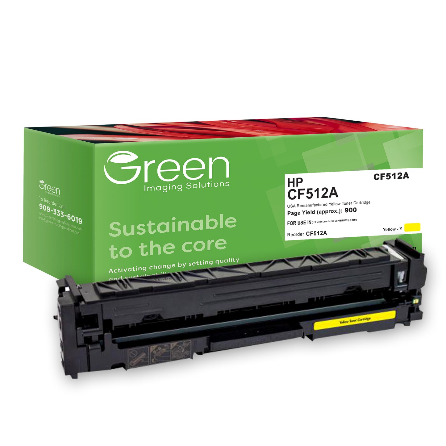GIS USA Remanufactured Yellow Toner Cartridge for HP CF512A (HP 204A)