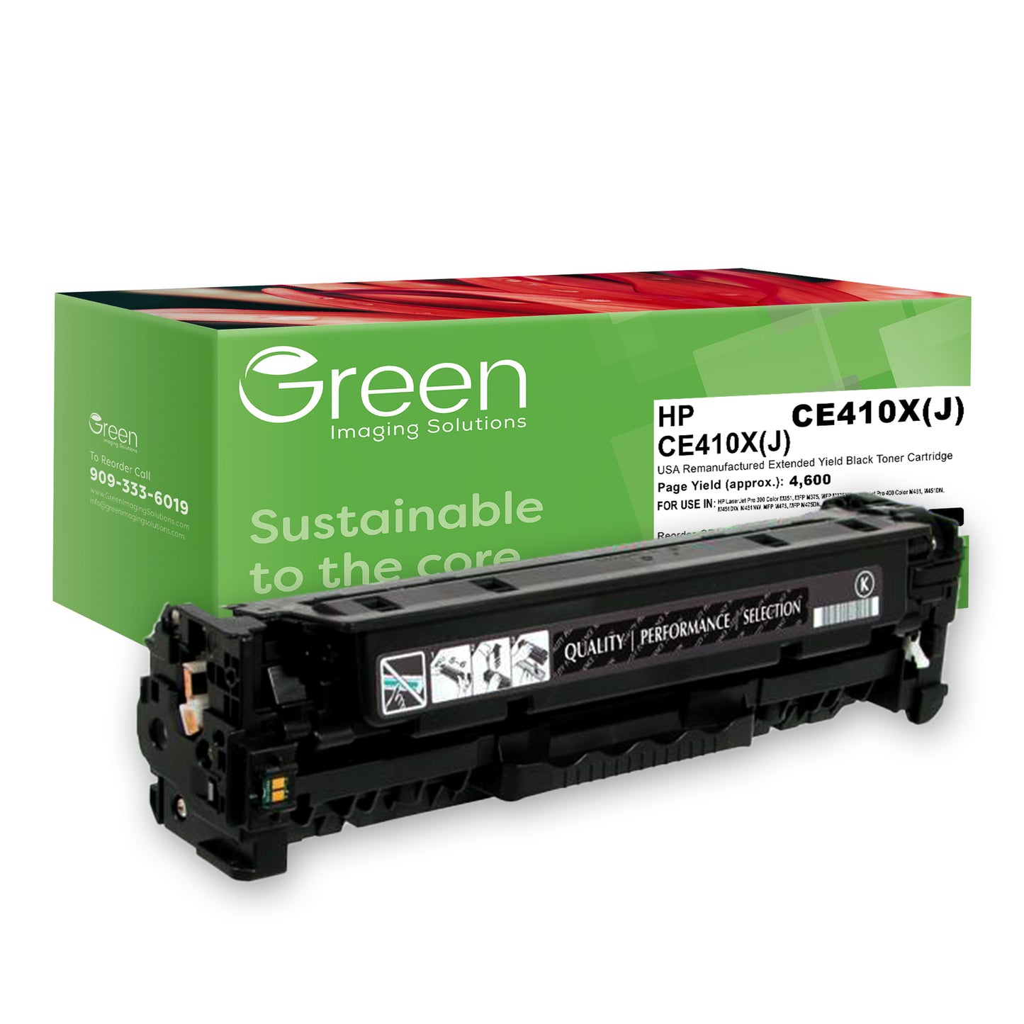 GIS USA Remanufactured Extended Yield Black Toner Cartridge for HP CE410X (HP 305X)