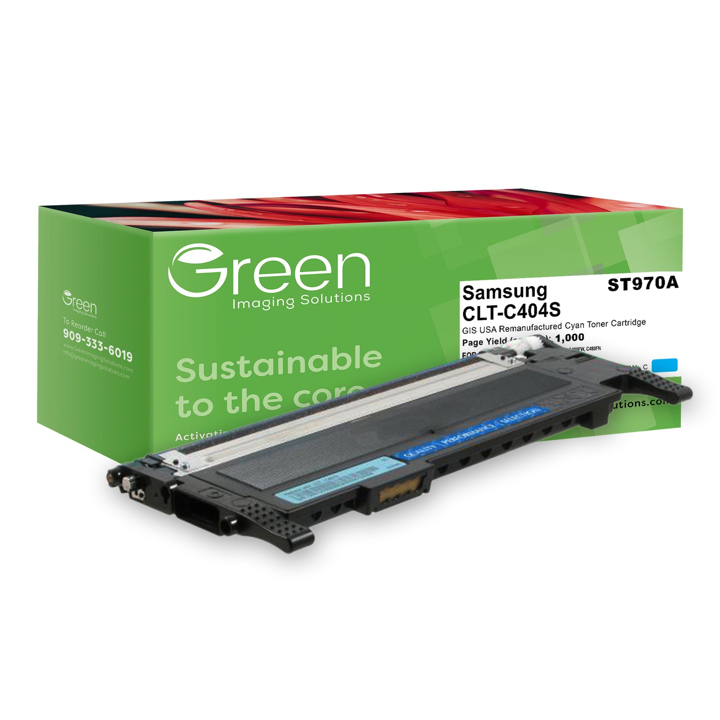 Green Imaging Solutions USA Remanufactured Cyan Toner Cartridge for Samsung CLT-C404S