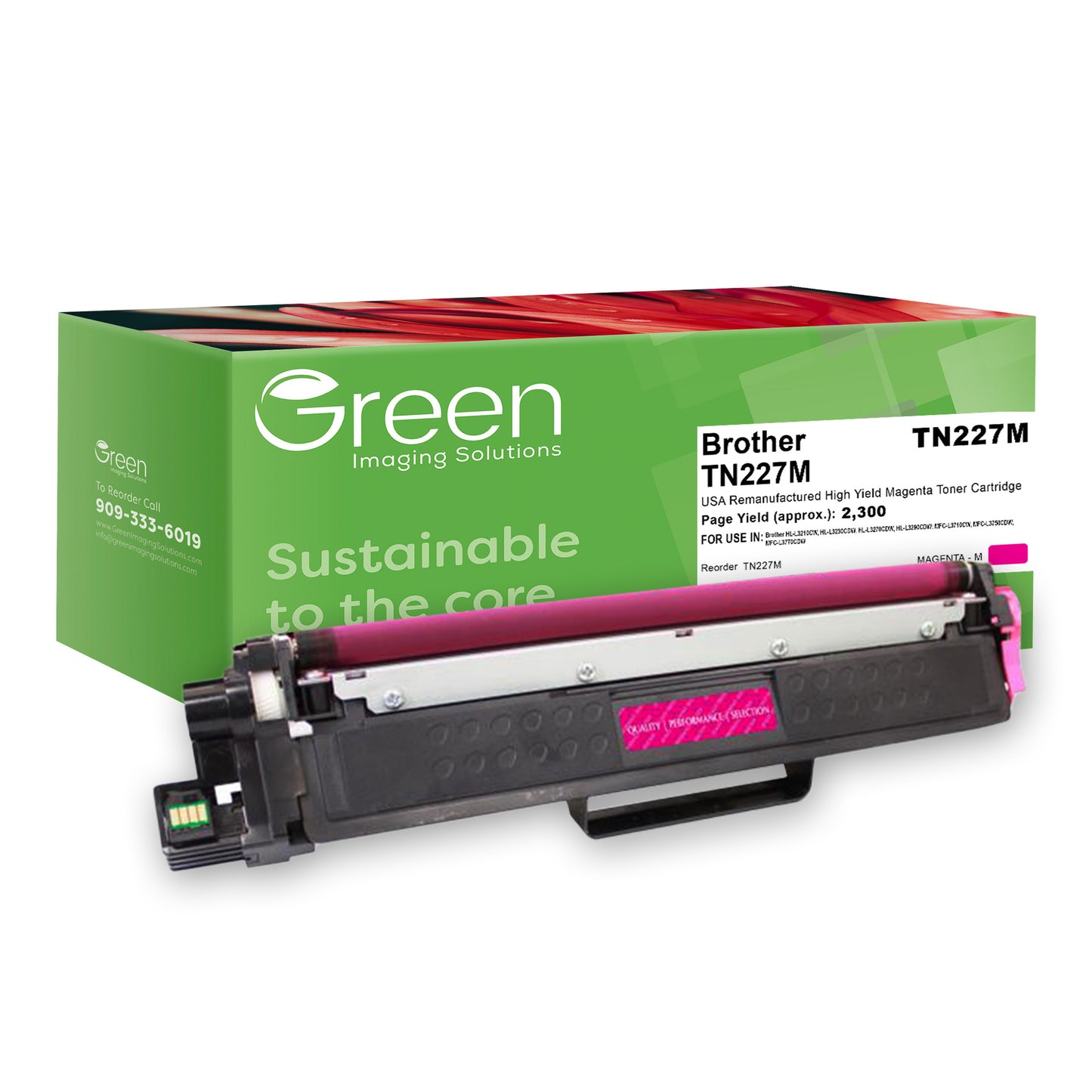 Green Imaging Solutions USA Remanufactured High Yield Magenta Toner Cartridge for Brother TN227