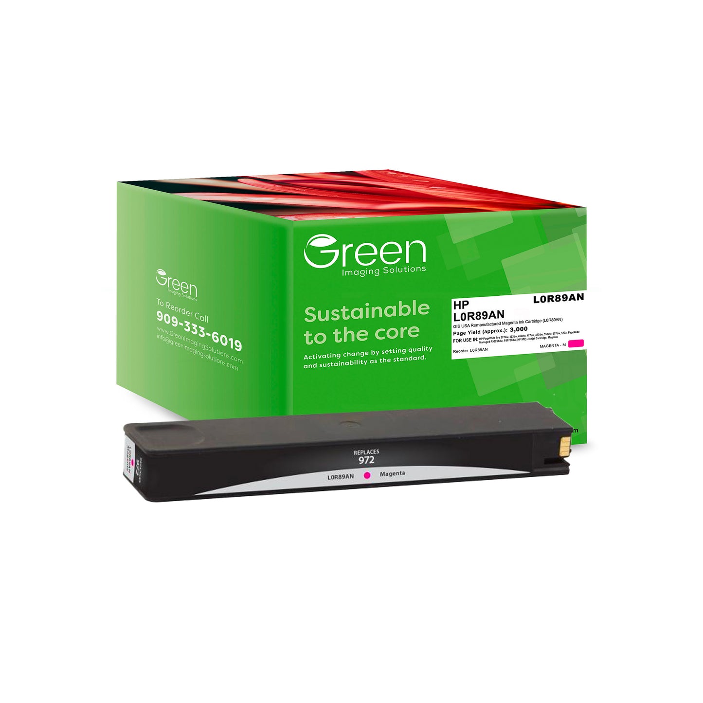 Green Imaging Solutions USA Remanufactured Magenta Ink Cartridge for HP 972 (L0R89AN)
