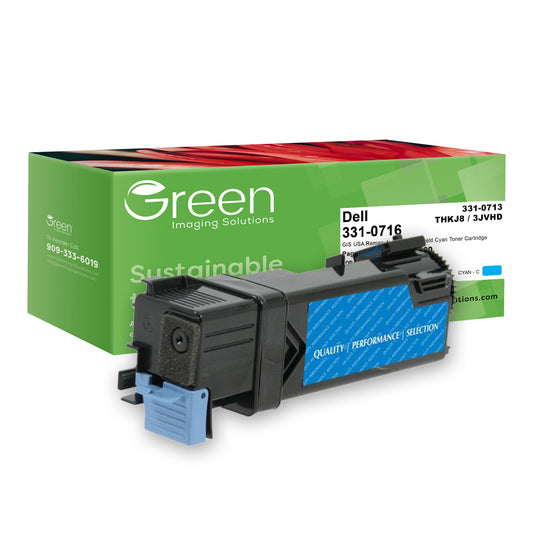 Green Imaging Solutions USA Remanufactured High Yield Cyan Toner Cartridge for Dell 2150/2155