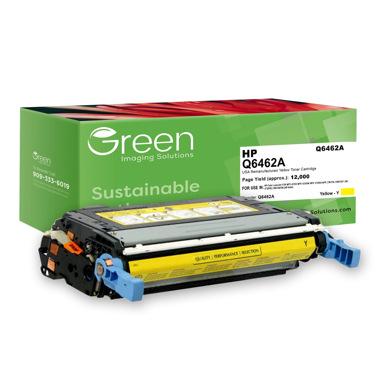 GIS USA Remanufactured Yellow Toner Cartridge for HP Q6462A (HP 644A)