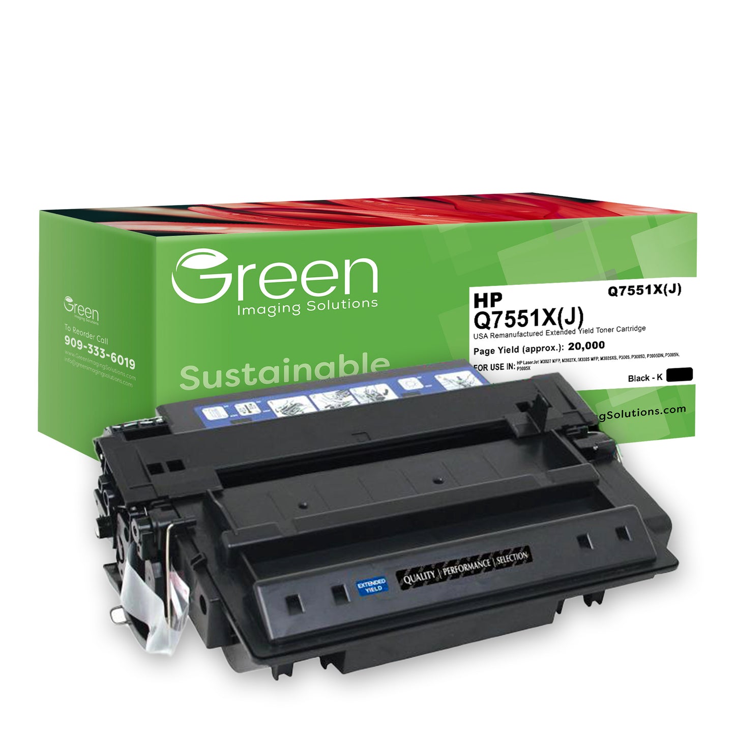 GIS USA Remanufactured Extended Yield Toner Cartridge for HP Q7551X