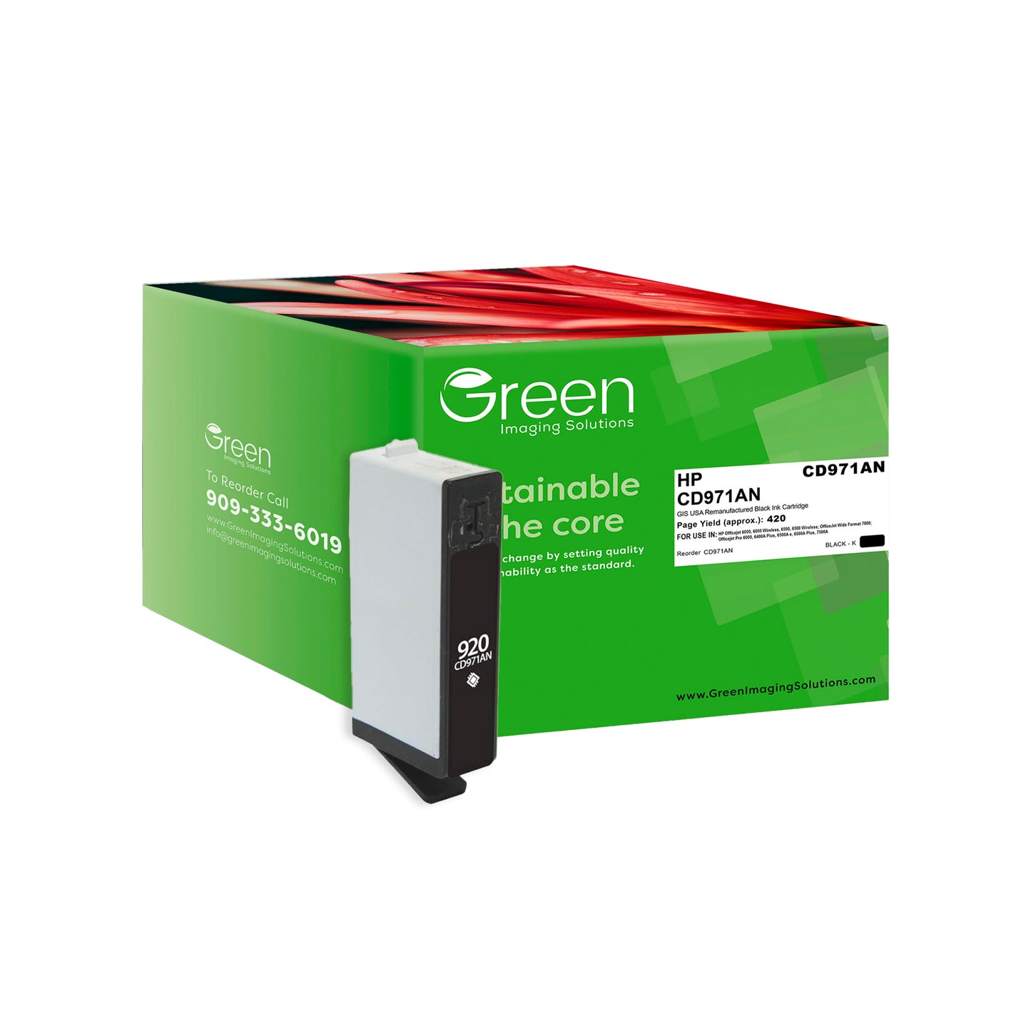 Green Imaging Solutions USA Remanufactured Black Ink Cartridge for HP 920 (CD971AN)