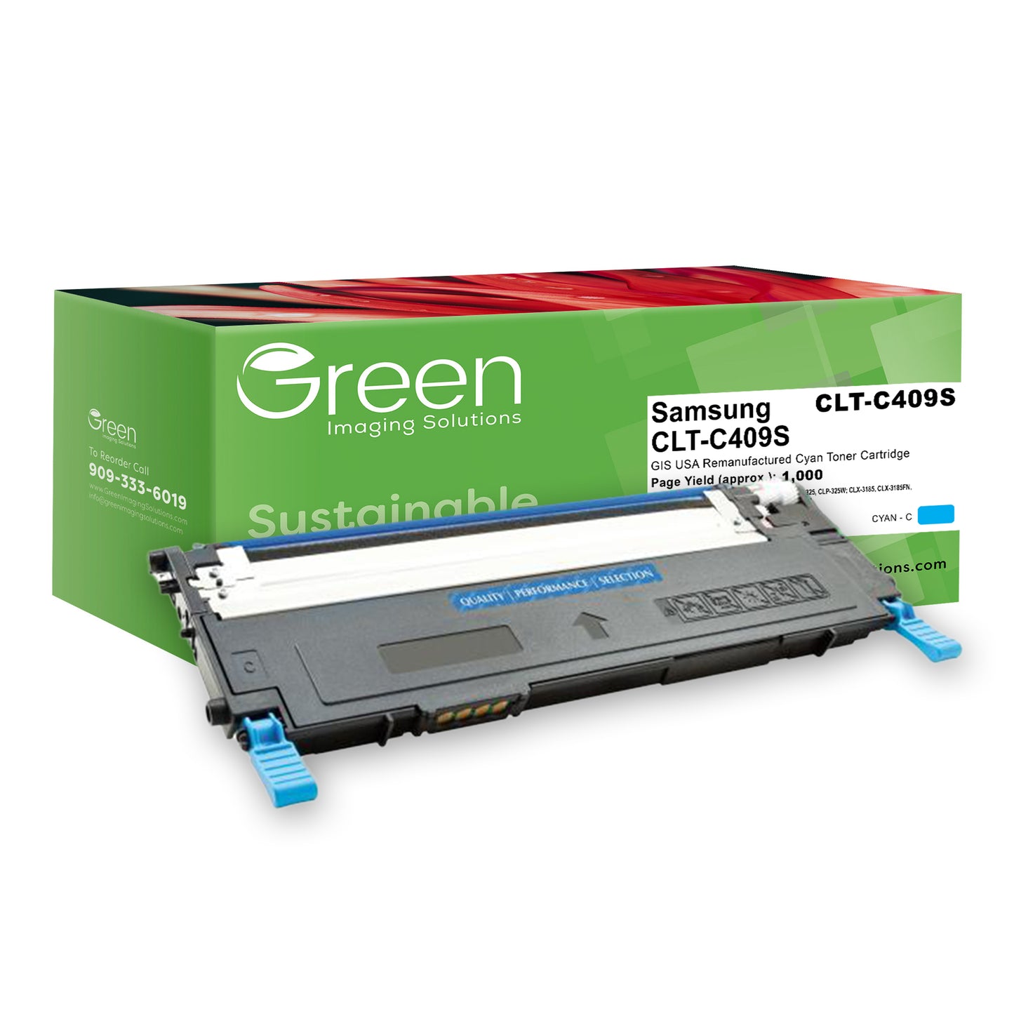 Green Imaging Solutions USA Remanufactured Cyan Toner Cartridge for Samsung CLT-C409S