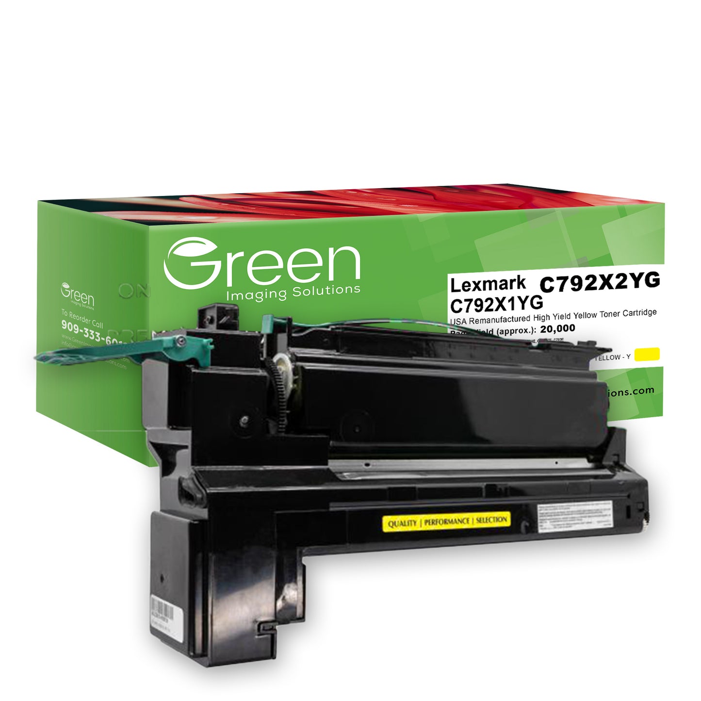 Green Imaging Solutions USA Remanufactured High Yield Yellow Toner Cartridge for Lexmark C792