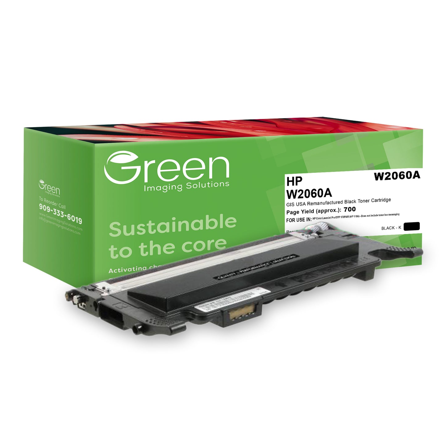 Green Imaging Solutions USA Remanufactured Black Toner Cartridge (Reused OEM Chip) for HP 116A (HP W2060A)