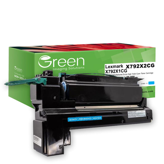 Green Imaging Solutions USA Remanufactured Extra High Yield Cyan Toner Cartridge for Lexmark X792