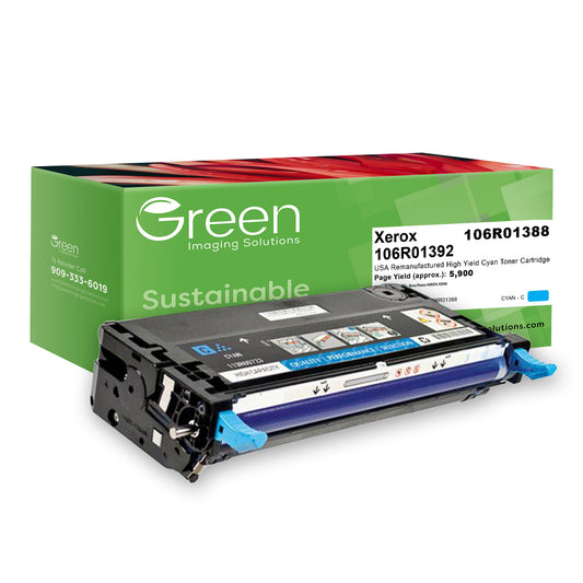 Green Imaging Solutions USA Remanufactured High Yield Cyan Toner Cartridge for Xerox 106R01392/106R01388