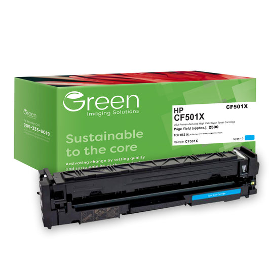 GIS USA Remanufactured High Yield Cyan Toner Cartridge for HP CF501X (HP 202X)