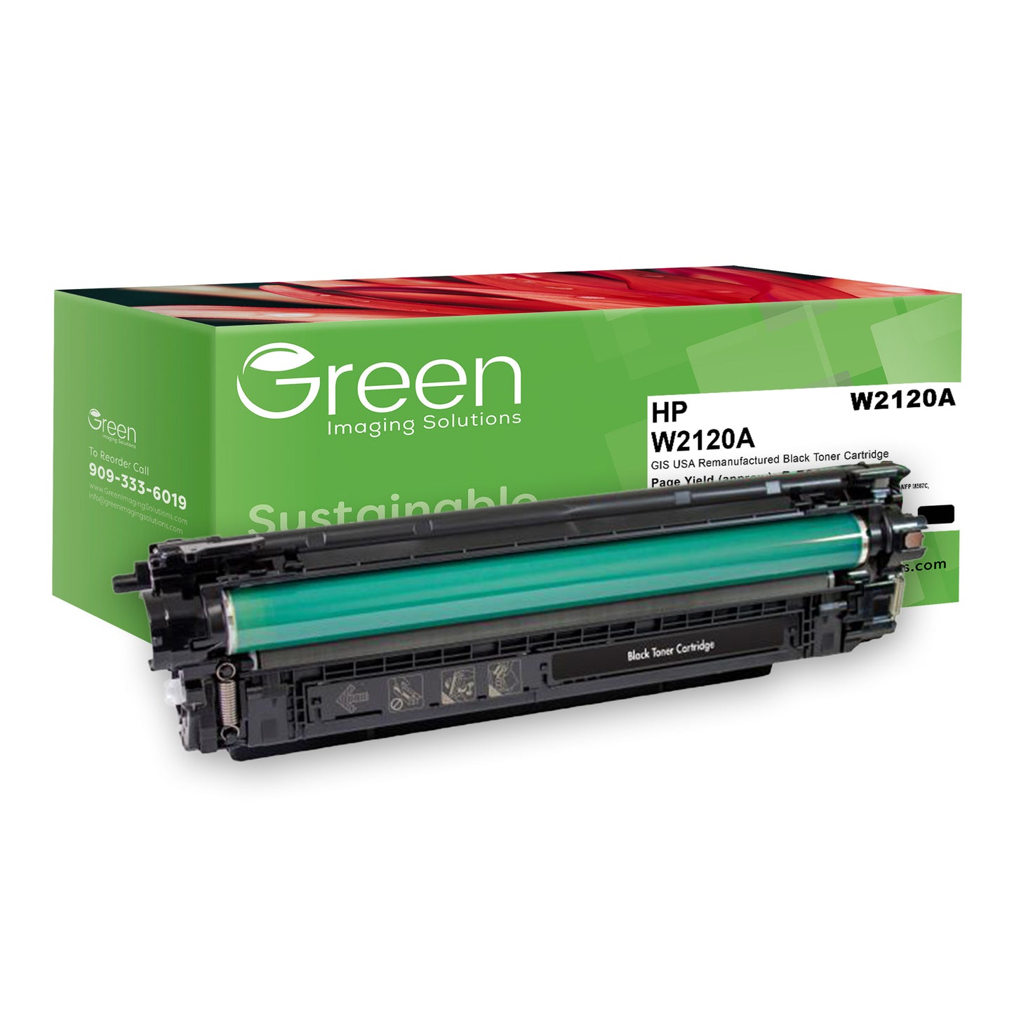 Green Imaging Solutions USA Remanufactured Black Toner Cartridge (Reused OEM Chip) for HP 212A (W2120A)