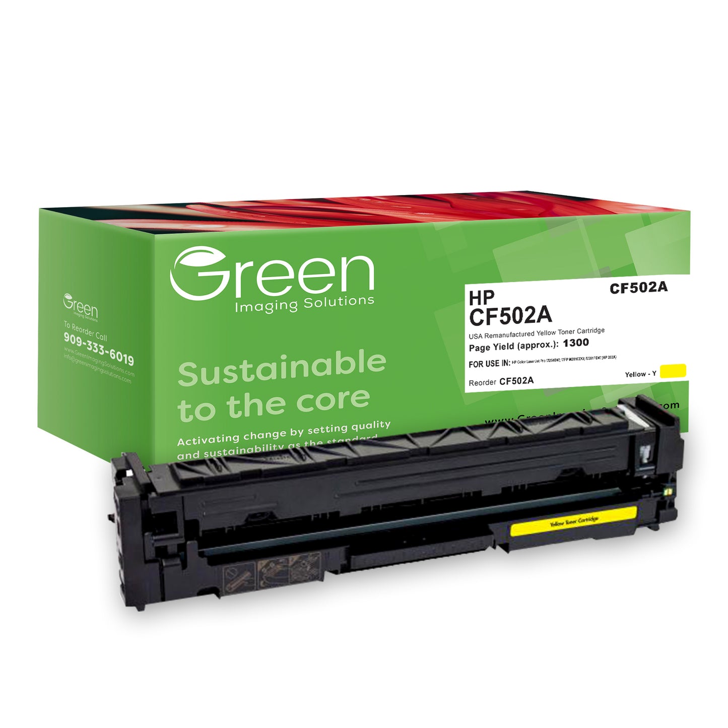 GIS USA Remanufactured Yellow Toner Cartridge for HP CF502A (HP 202A)