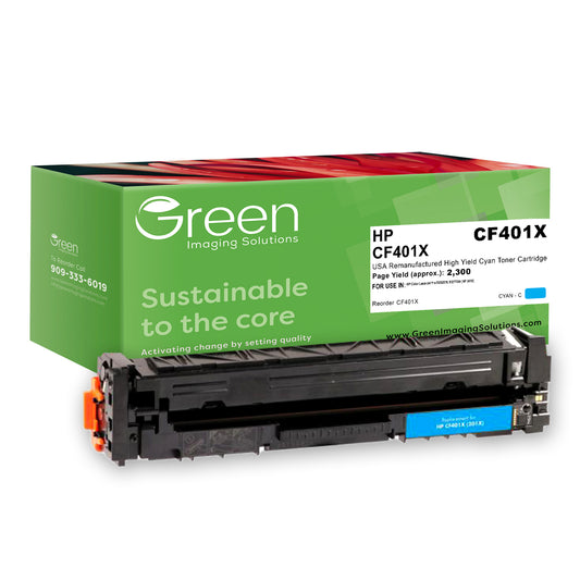 GIS USA Remanufactured High Yield Cyan Toner Cartridge for HP CF401X (HP 201X)