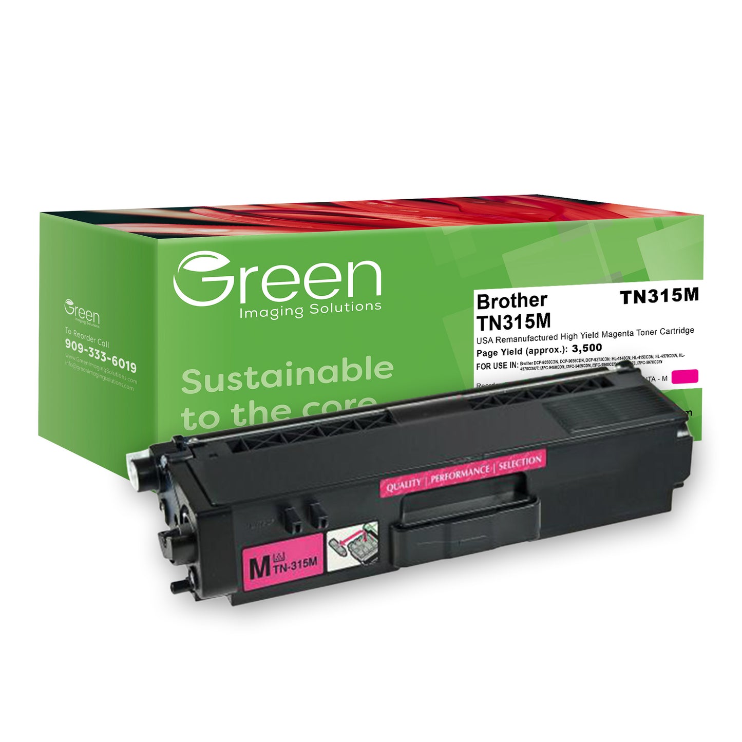 Green Imaging Solutions USA Remanufactured High Yield Magenta Toner Cartridge for Brother TN315
