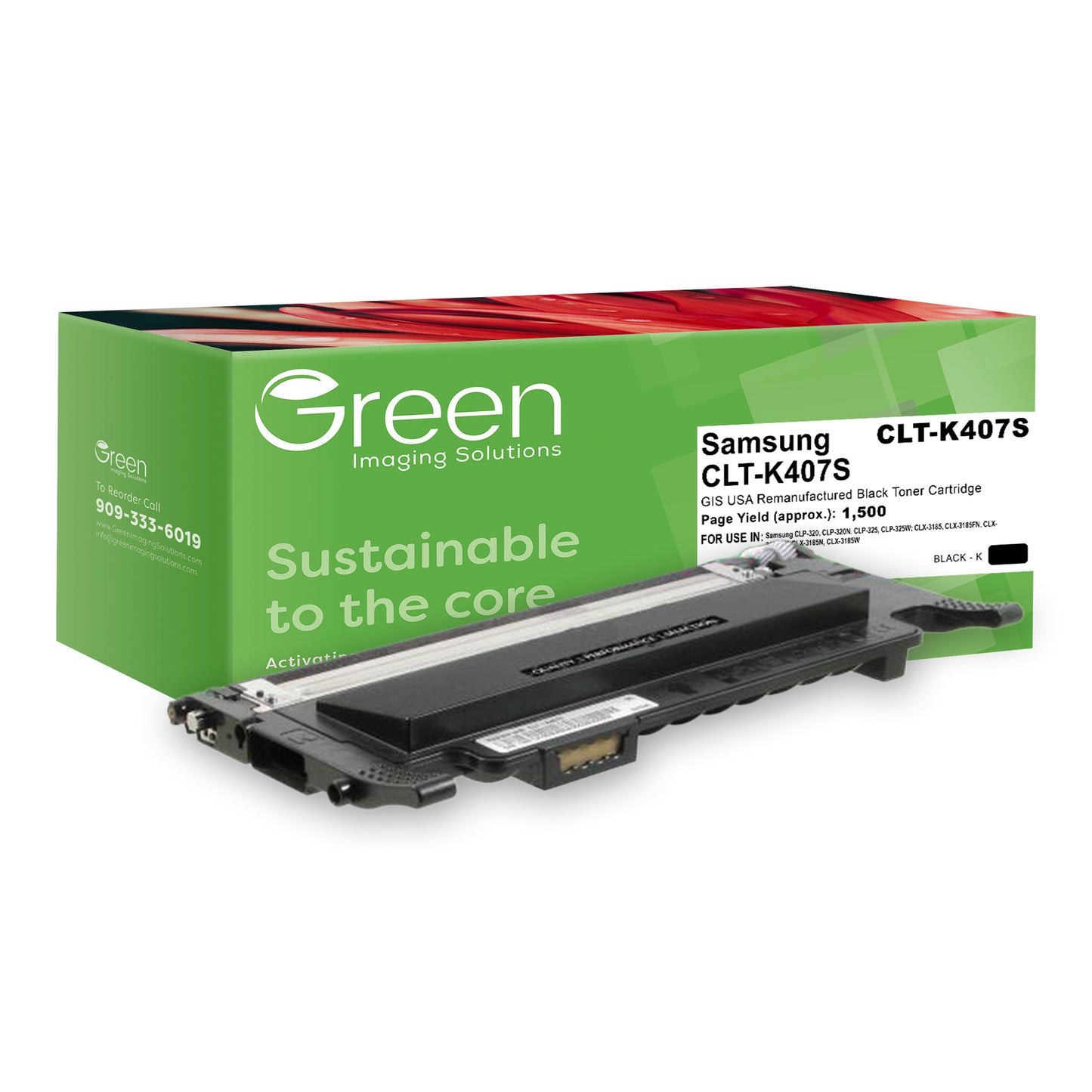 Green Imaging Solutions USA Remanufactured Black Toner Cartridge for Samsung CLT-K407S