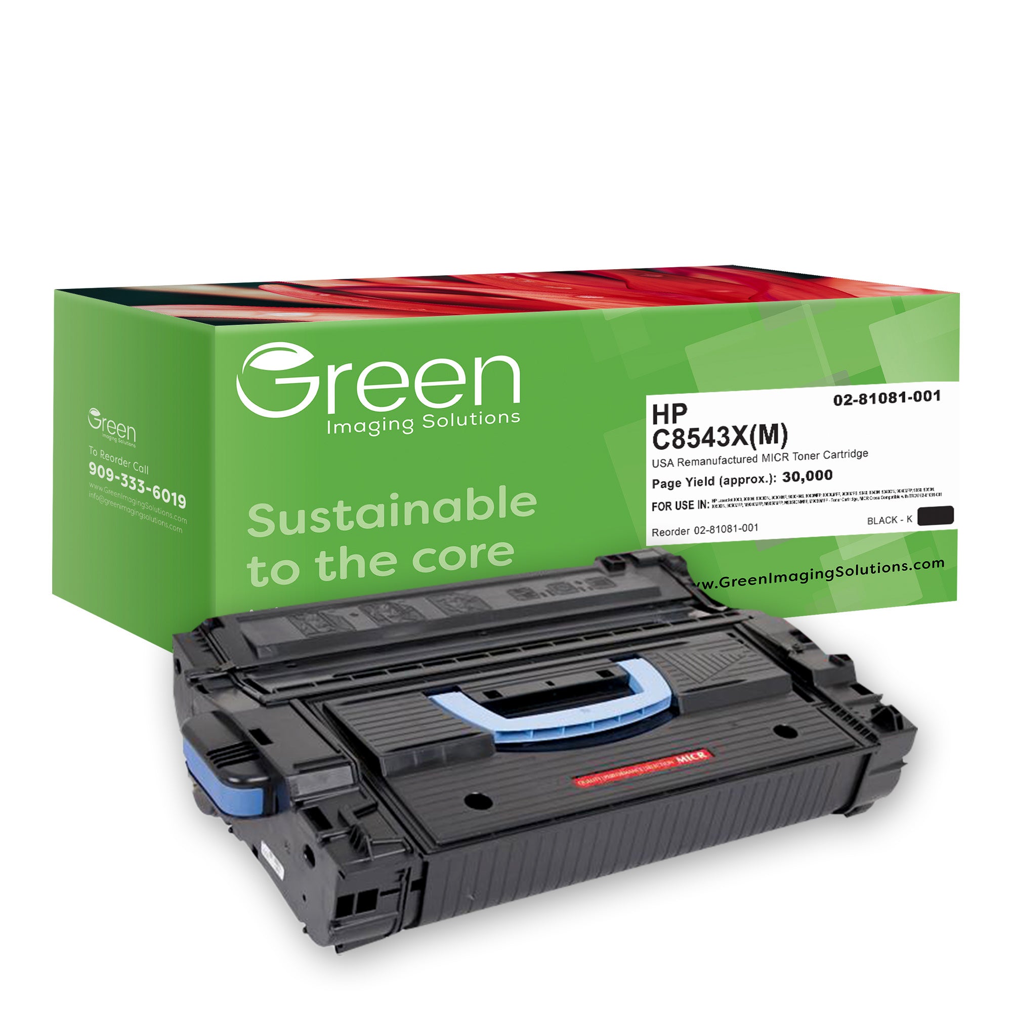 MICR Toner Cartridge for HP C8543X, TROY 02-81081-001 – Green
