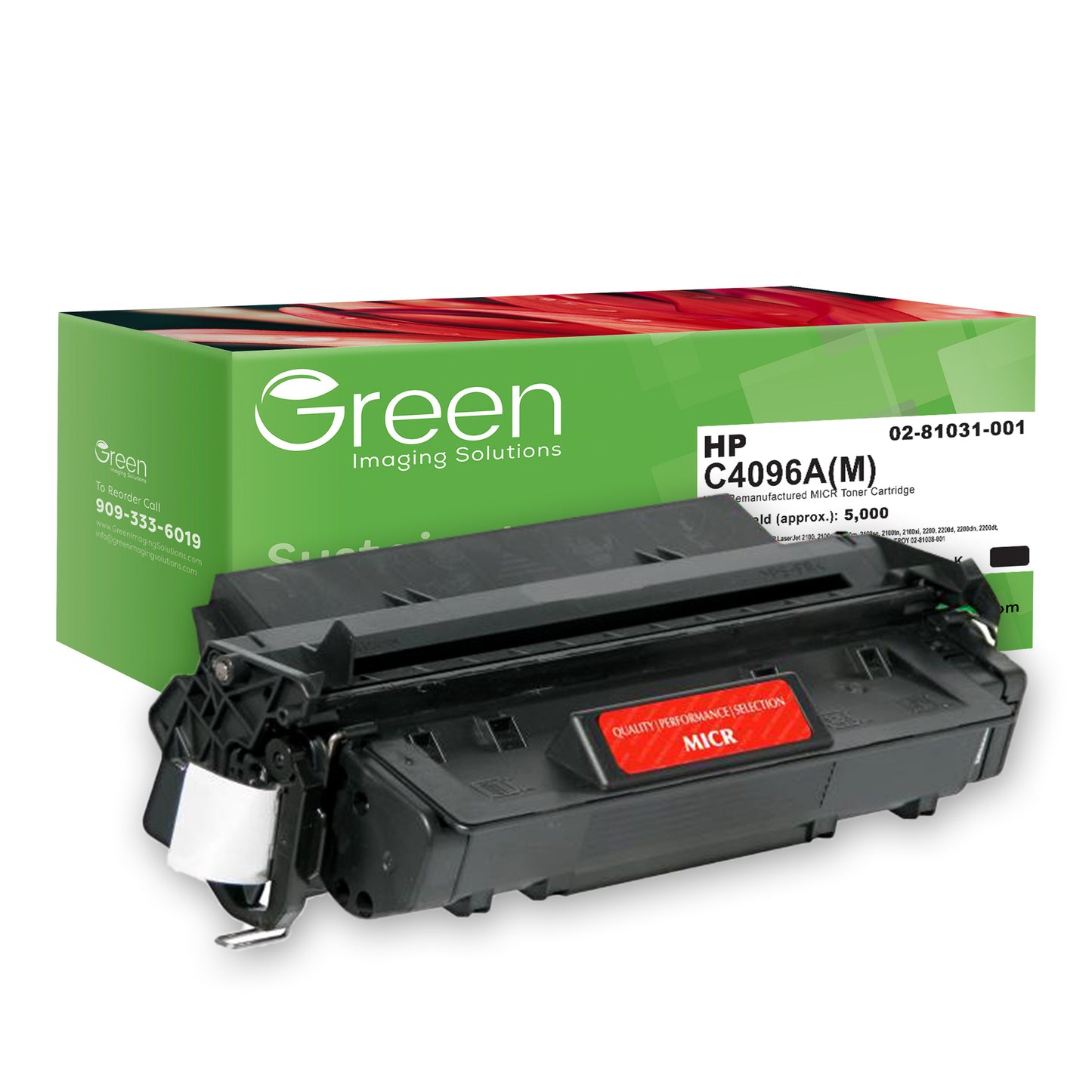 GIS USA Remanufactured MICR Toner Cartridge for HP C4096A, TROY 02-81038-001