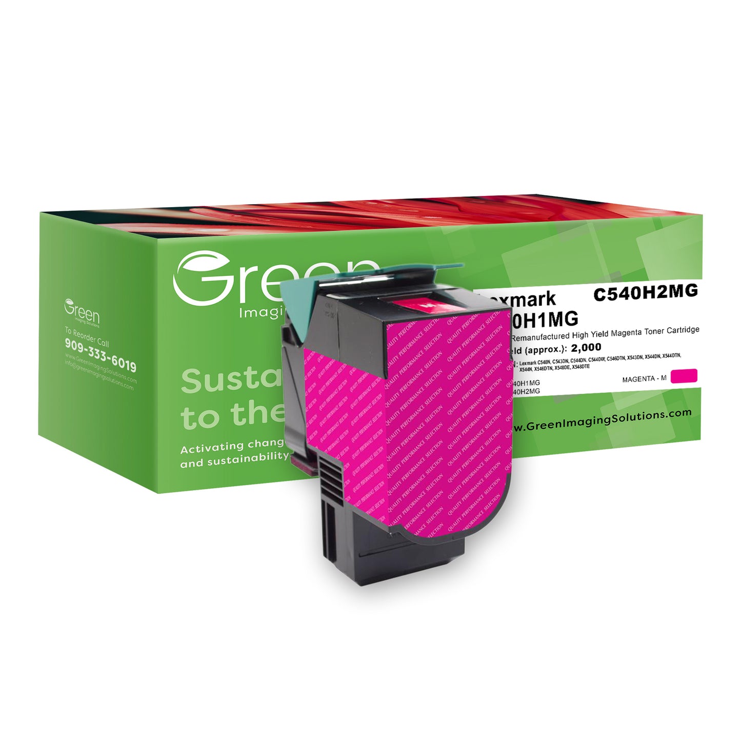 Green Imaging Solutions USA Remanufactured High Yield Magenta Toner Cartridge for Lexmark C540/C544/X543/X544