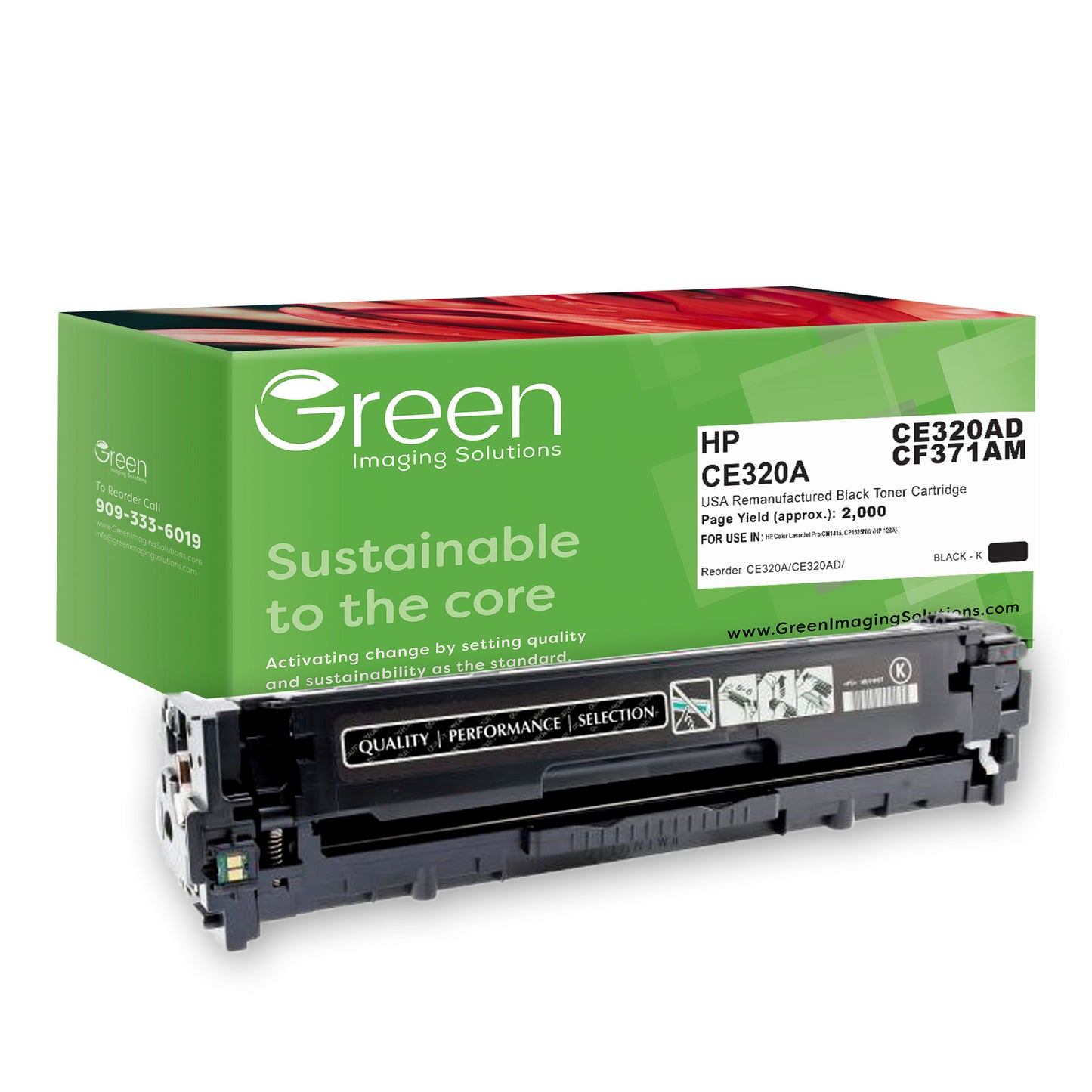 GIS USA Remanufactured Black Toner Cartridge for HP CE320A (HP 128A)