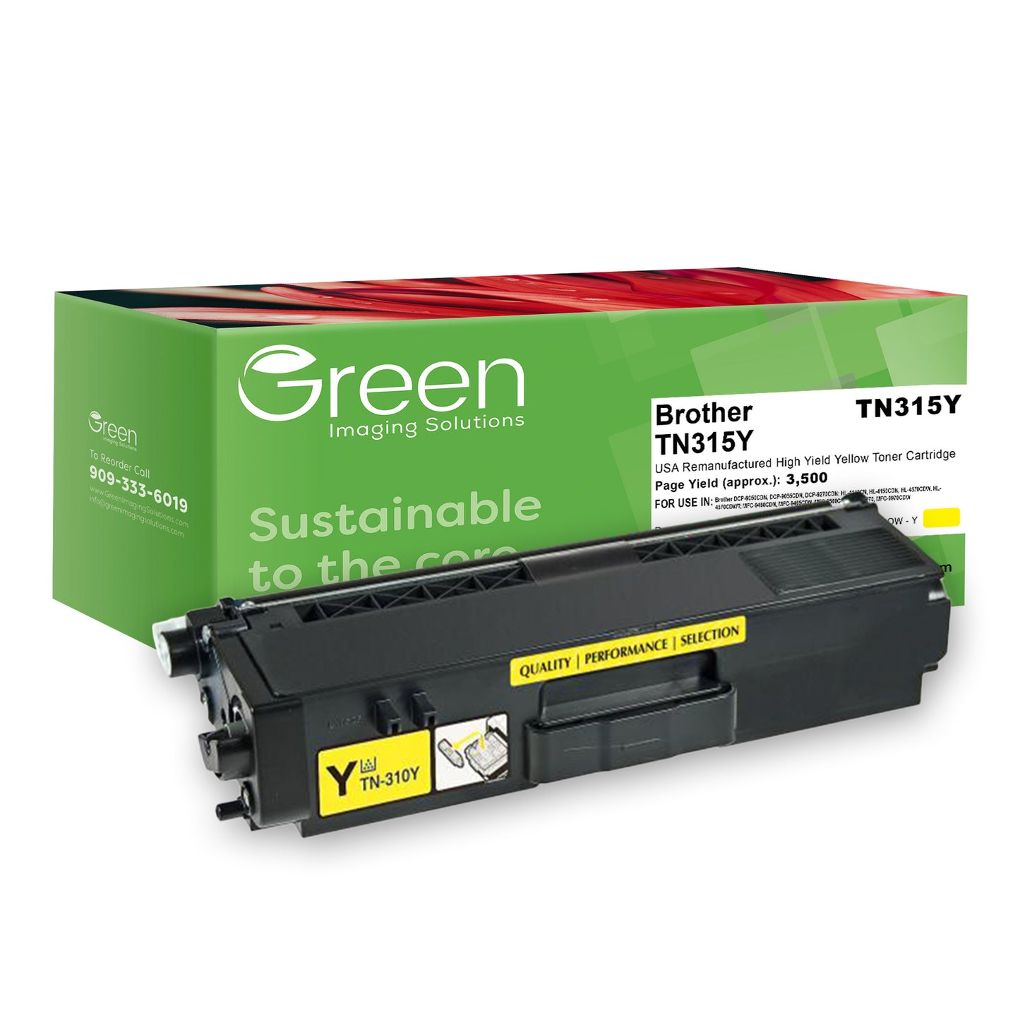 Green Imaging Solutions USA Remanufactured High Yield Yellow Toner Cartridge for Brother TN315
