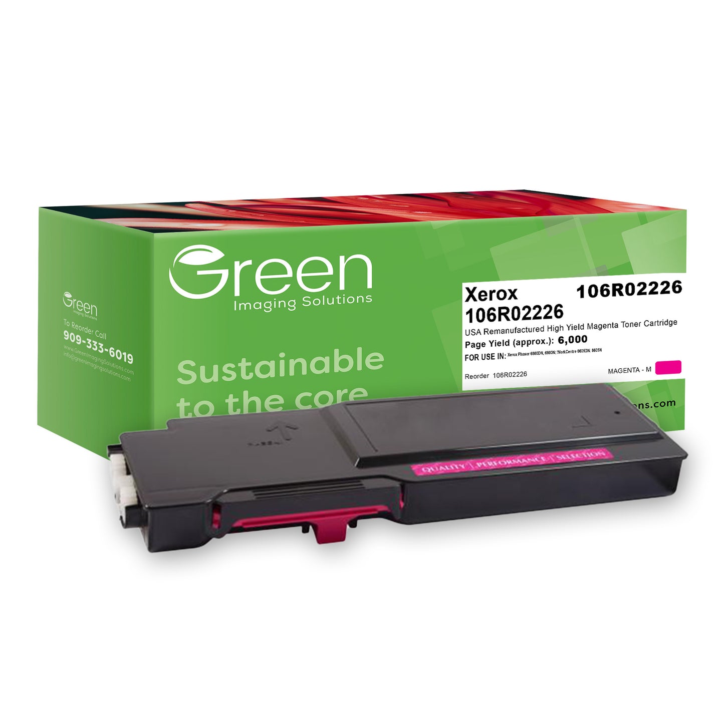 Green Imaging Solutions USA Remanufactured High Yield Magenta Toner Cartridge for Xerox 106R02226