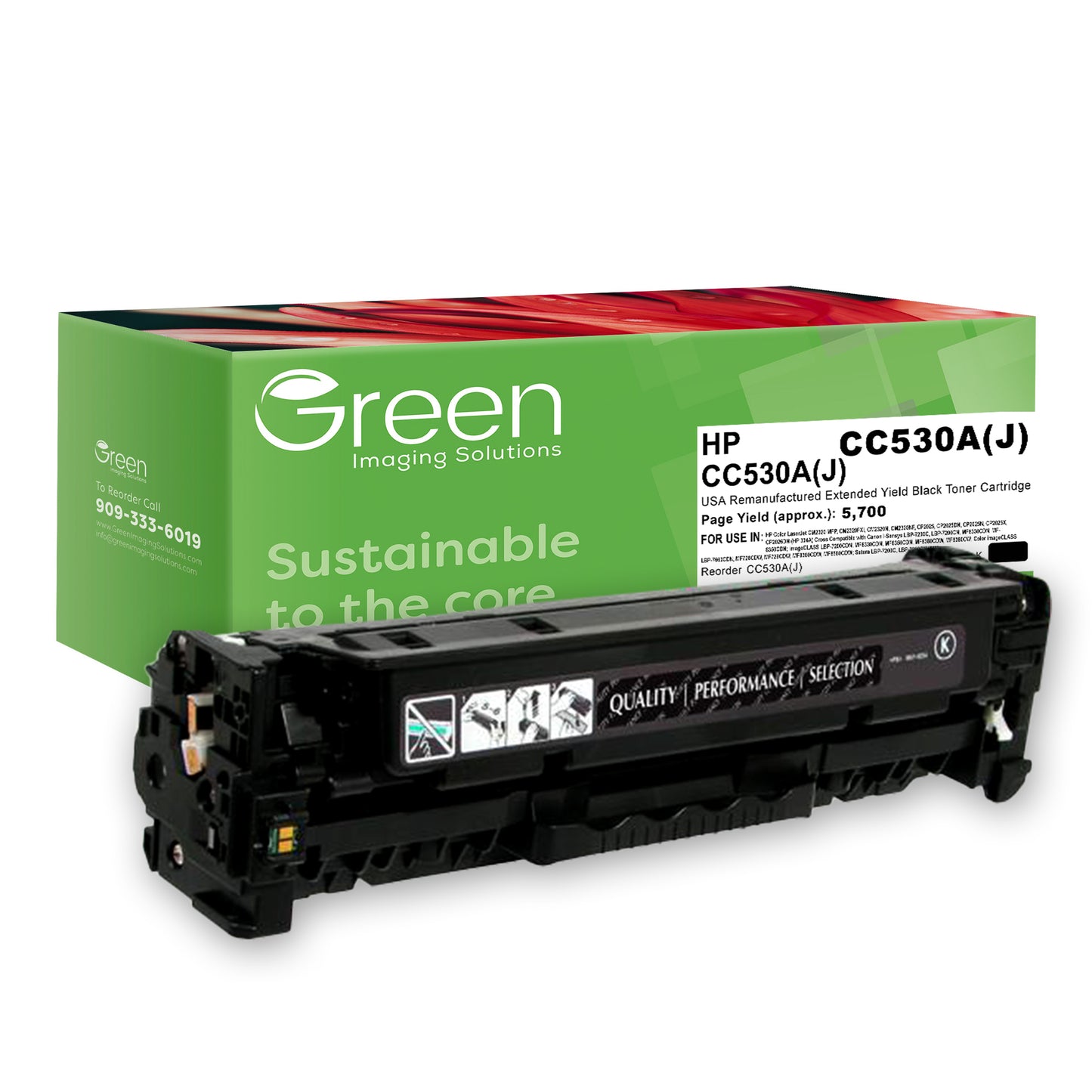 GIS USA Remanufactured Extended Yield Black Toner Cartridge for HP CC530A (HP 304A)