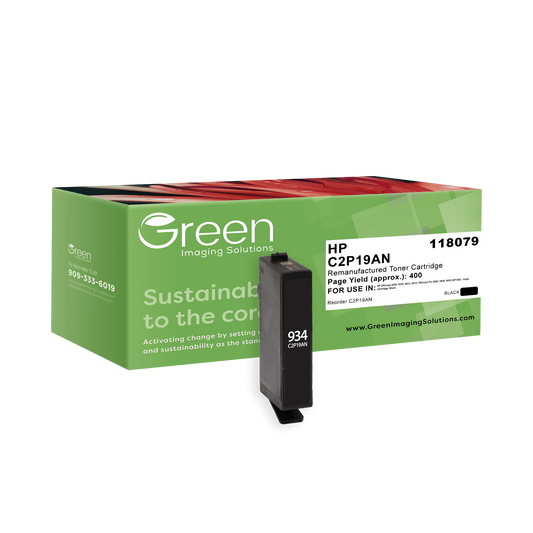 Green Imaging Solutions USA Remanufactured Black Ink Cartridge for HP 934 (C2P19AN)