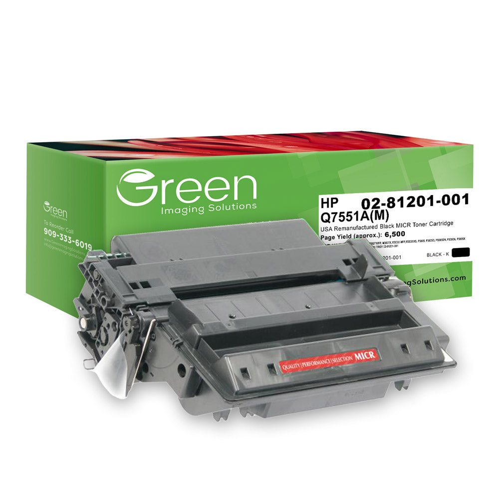GIS USA Remanufactured MICR Toner Cartridge for HP Q7551A, TROY 02-81201-001