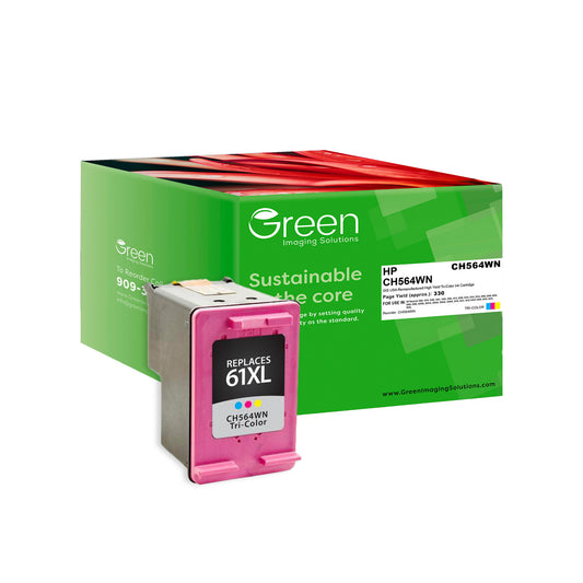 Green Imaging Solutions USA Remanufactured High Yield Tri-Color Ink Cartridge for HP 61XL (CH564WN)