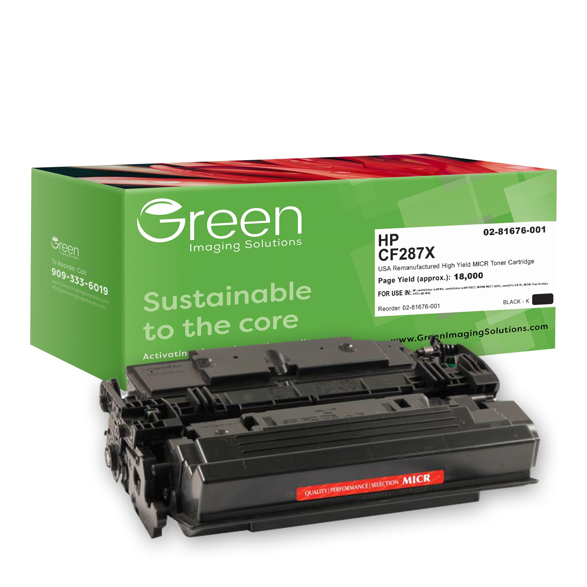 Toner Cartridge CT202875 2本セット High Yield MICR Toner Cartridge for HP CF287X – Green Imaging