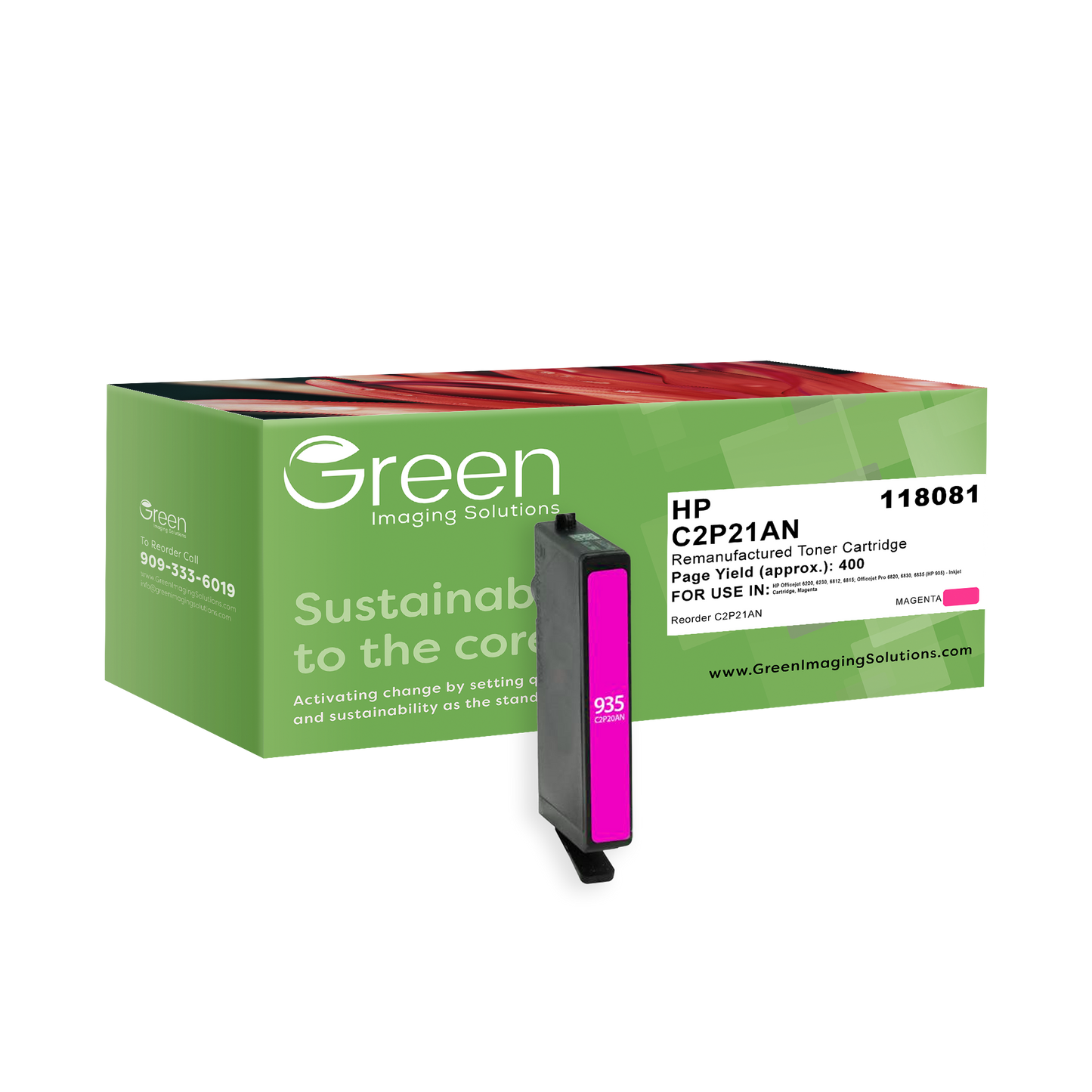 Green Imaging Solutions USA Remanufactured Magenta Ink Cartridge for HP 935 (C2P21AN)