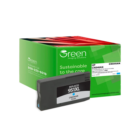 Green Imaging Solutions USA Remanufactured High Yield Cyan Ink Cartridge for HP 951XL (CN046AN)