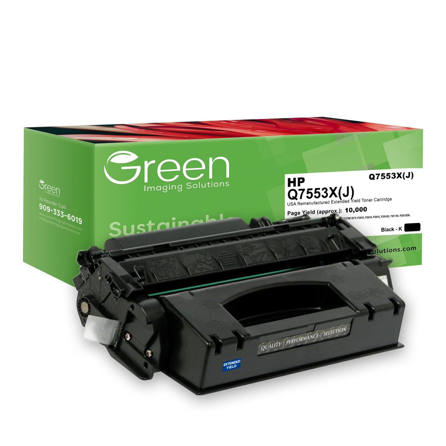 GIS USA Remanufactured Extended Yield Toner Cartridge for HP Q7553X