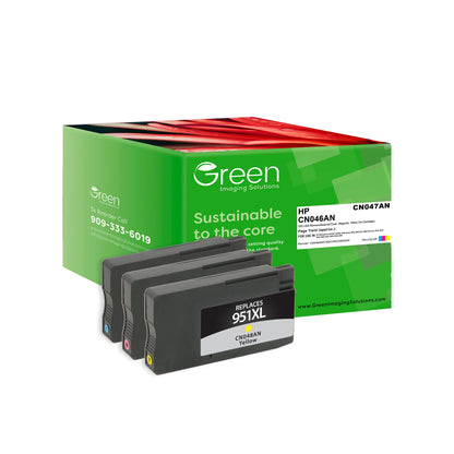 Green Imaging Solutions USA Remanufactured Cyan, Magenta, Yellow Ink Cartridges for HP 951XL 3-Pack