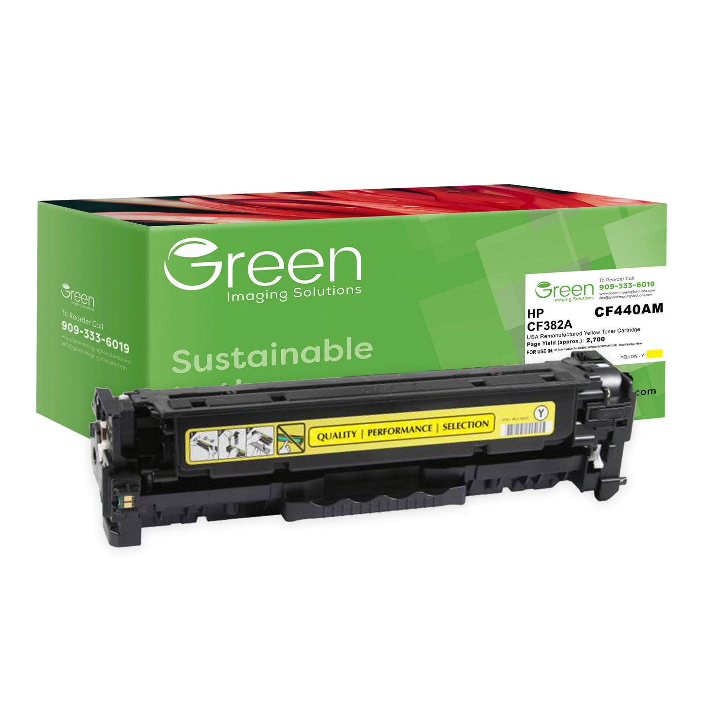GIS USA Remanufactured Yellow Toner Cartridge for HP CF382A (HP 312A)