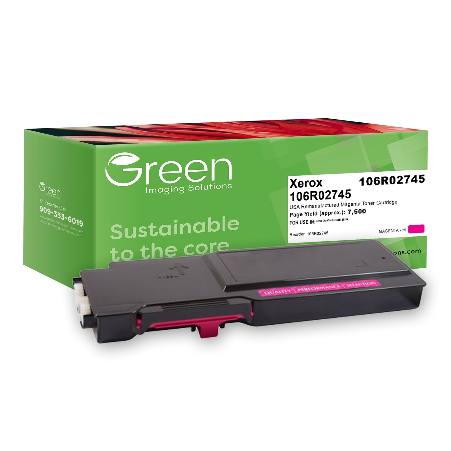 Green Imaging Solutions USA Remanufactured Magenta Toner Cartridge for Xerox 106R02745