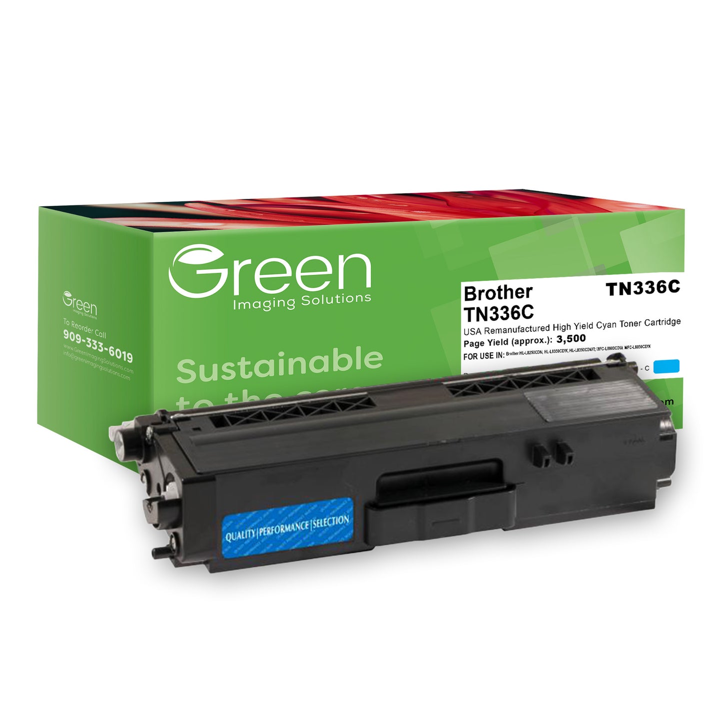Green Imaging Solutions USA Remanufactured High Yield Cyan Toner Cartridge for Brother TN336