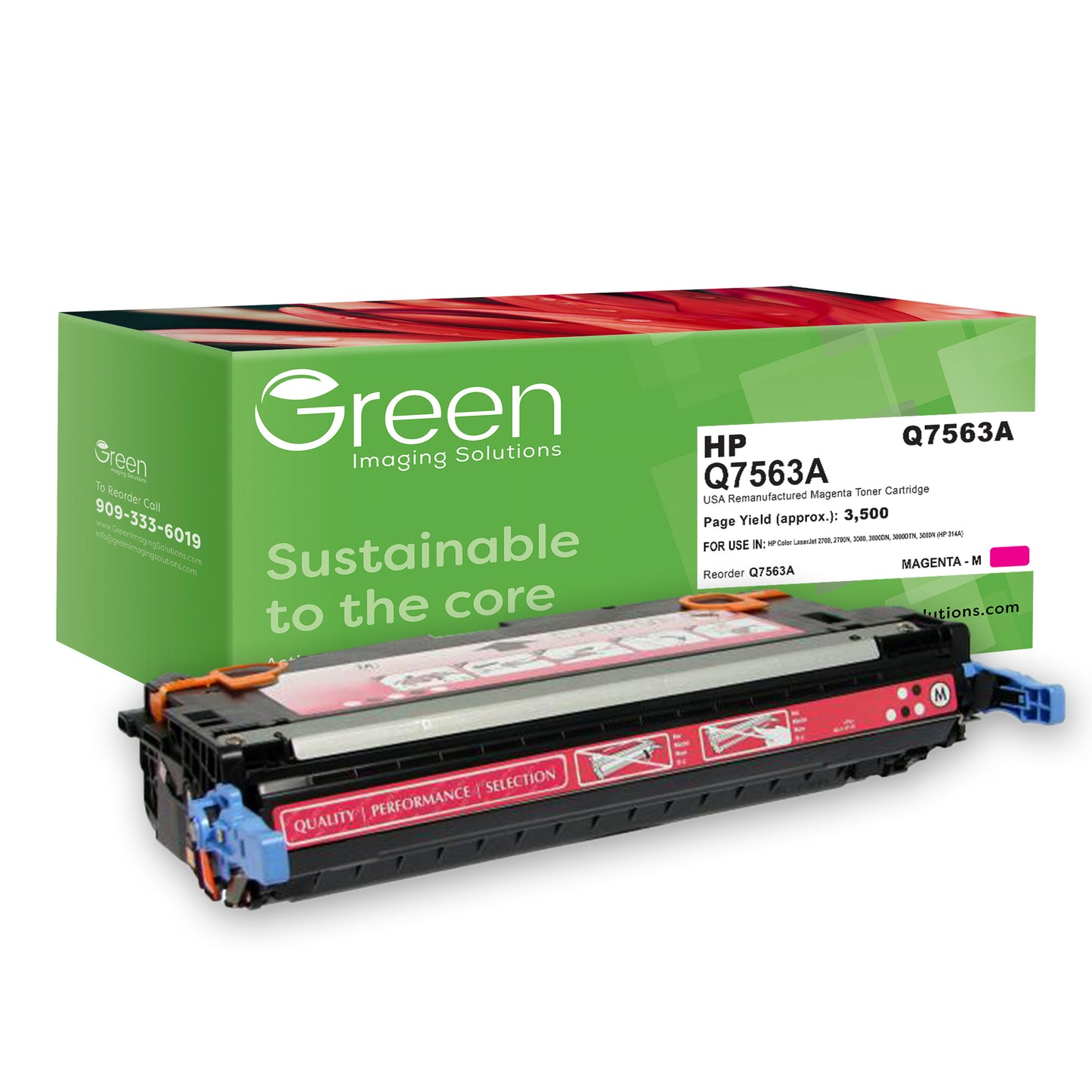 GIS USA Remanufactured Magenta Toner Cartridge for HP Q7563A (HP 314A)