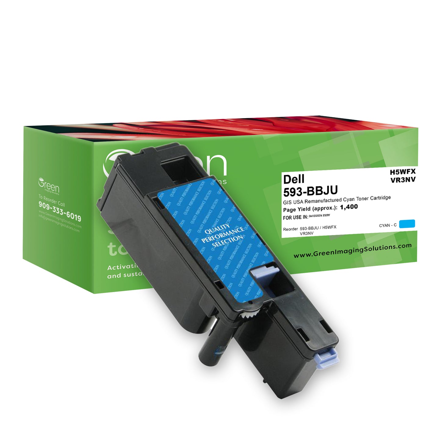 Green Imaging Solutions USA Remanufactured Cyan Toner Cartridge for Dell E525