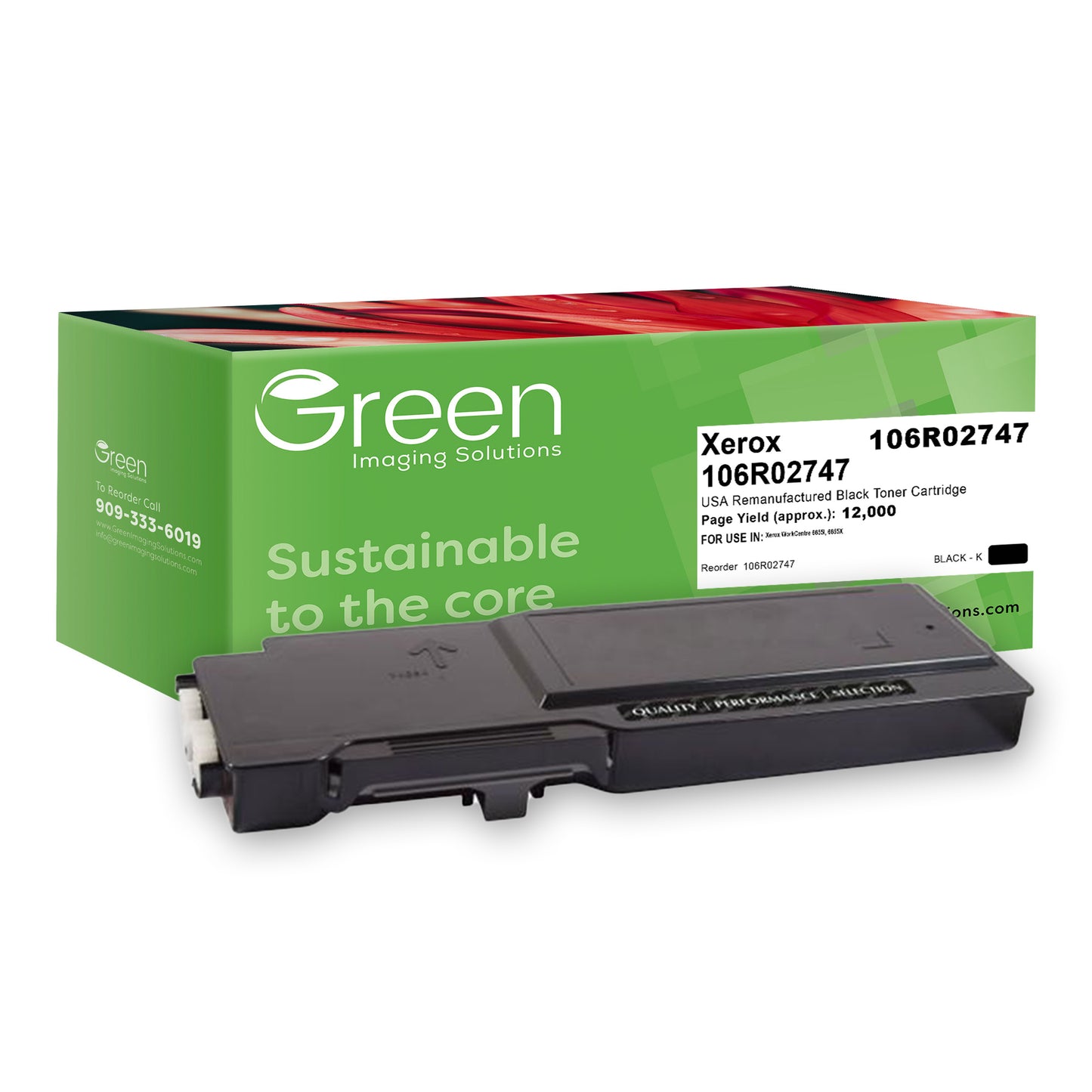 Green Imaging Solutions USA Remanufactured Black Toner Cartridge for Xerox 106R02747