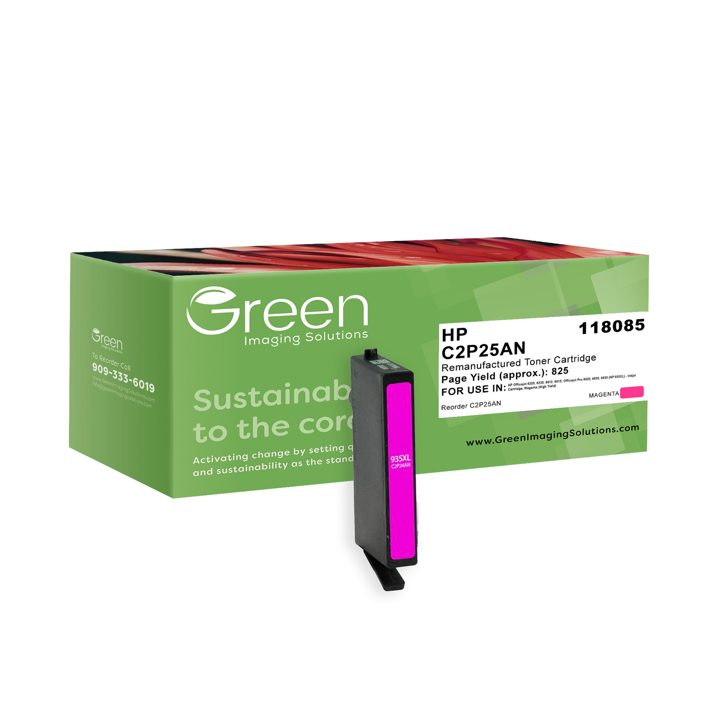 Green Imaging Solutions USA Remanufactured High Yield Magenta Ink Cartridge for HP 935XL (C2P25AN)